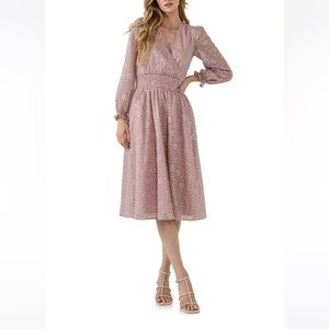 FREE THE ROSE Women's Sz M Floral Waist Smocked Midi Dress